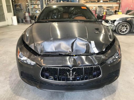 2017 Maserati Ghibli front-end damage repair project